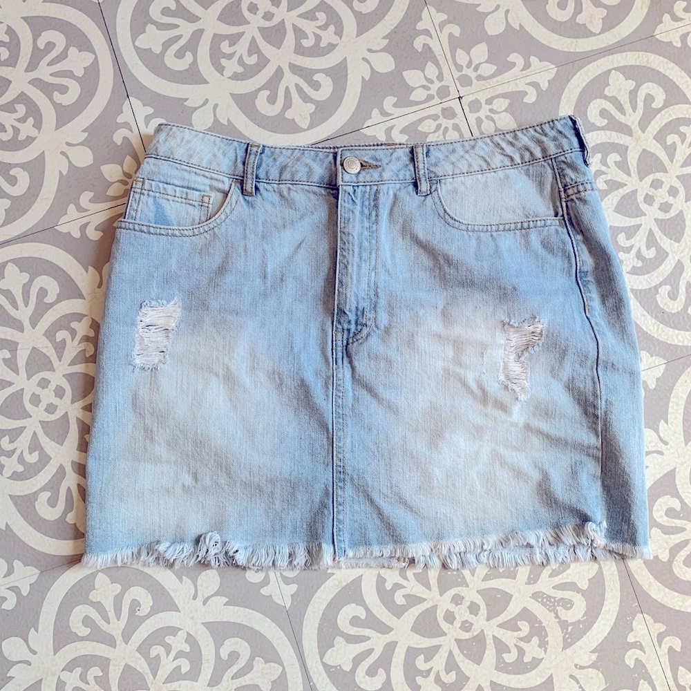 Forever 21 fringe denim skirt